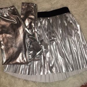 Girls size 10/12 lot of two silver skirt&legging